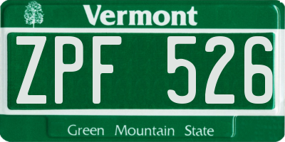 VT license plate ZPF526
