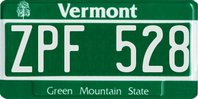 VT license plate ZPF528