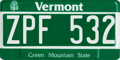 VT license plate ZPF532