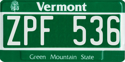 VT license plate ZPF536