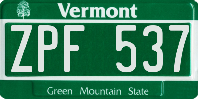 VT license plate ZPF537