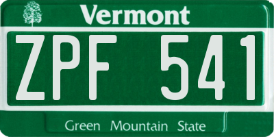 VT license plate ZPF541