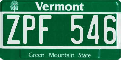 VT license plate ZPF546