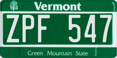 VT license plate ZPF547