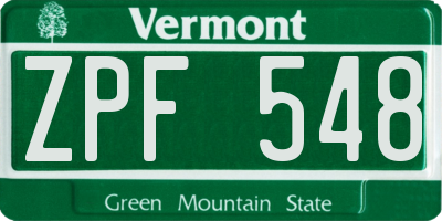 VT license plate ZPF548