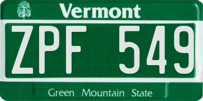 VT license plate ZPF549