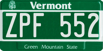 VT license plate ZPF552