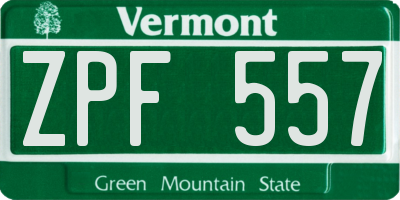 VT license plate ZPF557