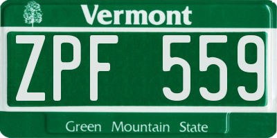 VT license plate ZPF559