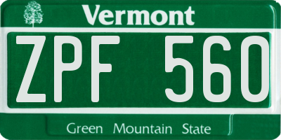 VT license plate ZPF560