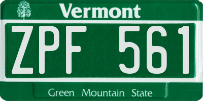 VT license plate ZPF561