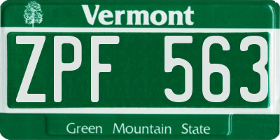 VT license plate ZPF563