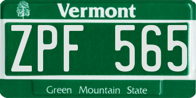 VT license plate ZPF565