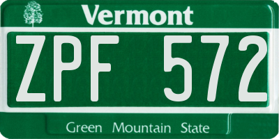 VT license plate ZPF572