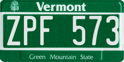 VT license plate ZPF573