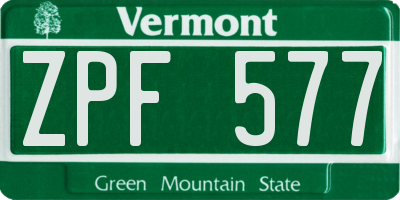 VT license plate ZPF577