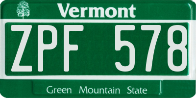 VT license plate ZPF578