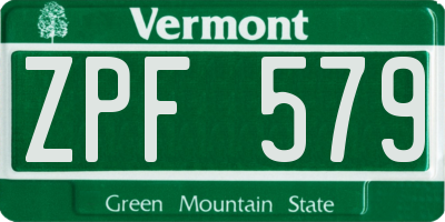 VT license plate ZPF579