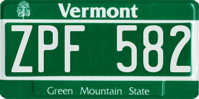 VT license plate ZPF582