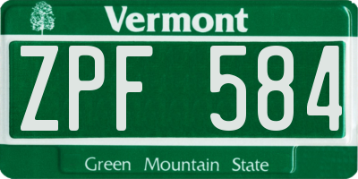 VT license plate ZPF584