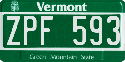 VT license plate ZPF593