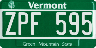 VT license plate ZPF595