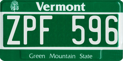 VT license plate ZPF596