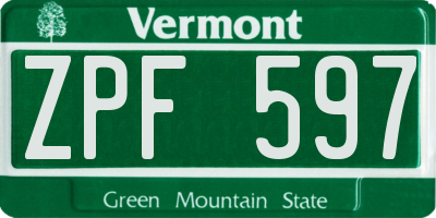VT license plate ZPF597