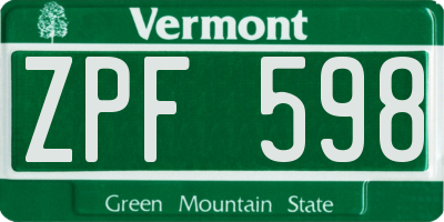 VT license plate ZPF598
