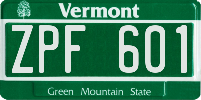 VT license plate ZPF601
