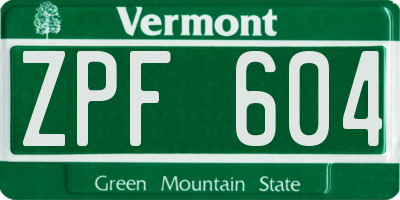 VT license plate ZPF604