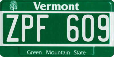 VT license plate ZPF609