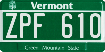 VT license plate ZPF610