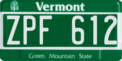 VT license plate ZPF612