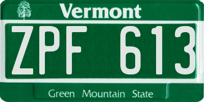 VT license plate ZPF613
