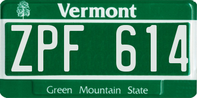VT license plate ZPF614