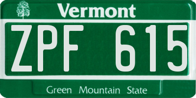 VT license plate ZPF615