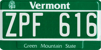 VT license plate ZPF616