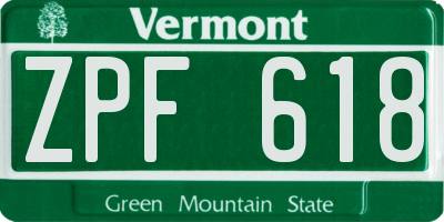 VT license plate ZPF618