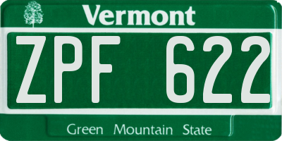 VT license plate ZPF622