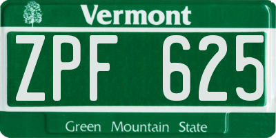 VT license plate ZPF625