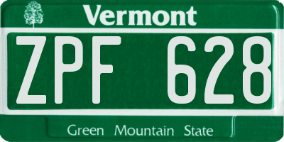 VT license plate ZPF628