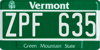 VT license plate ZPF635