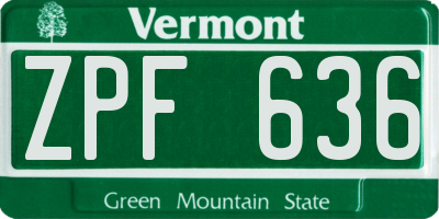 VT license plate ZPF636