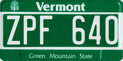 VT license plate ZPF640
