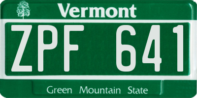 VT license plate ZPF641