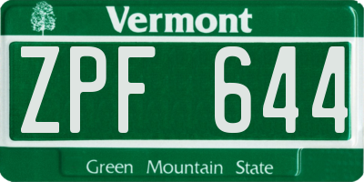 VT license plate ZPF644