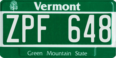 VT license plate ZPF648