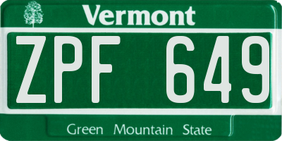 VT license plate ZPF649