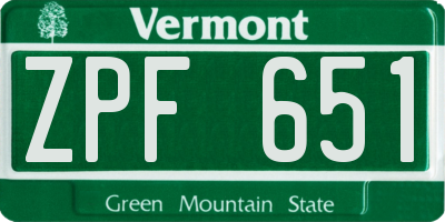 VT license plate ZPF651